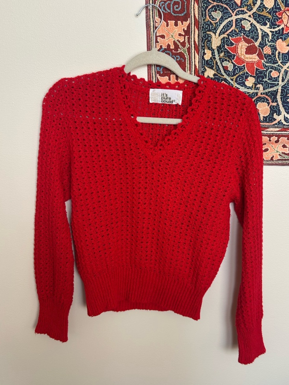 Vintage knit vibrant red sweater